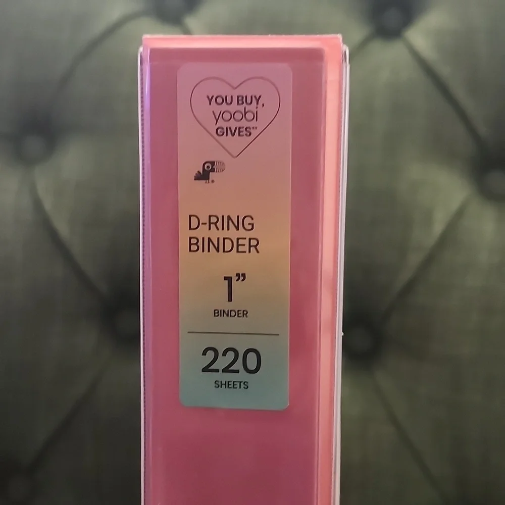 Yoobi Vibrant Pink Ombre D-Ring Binder